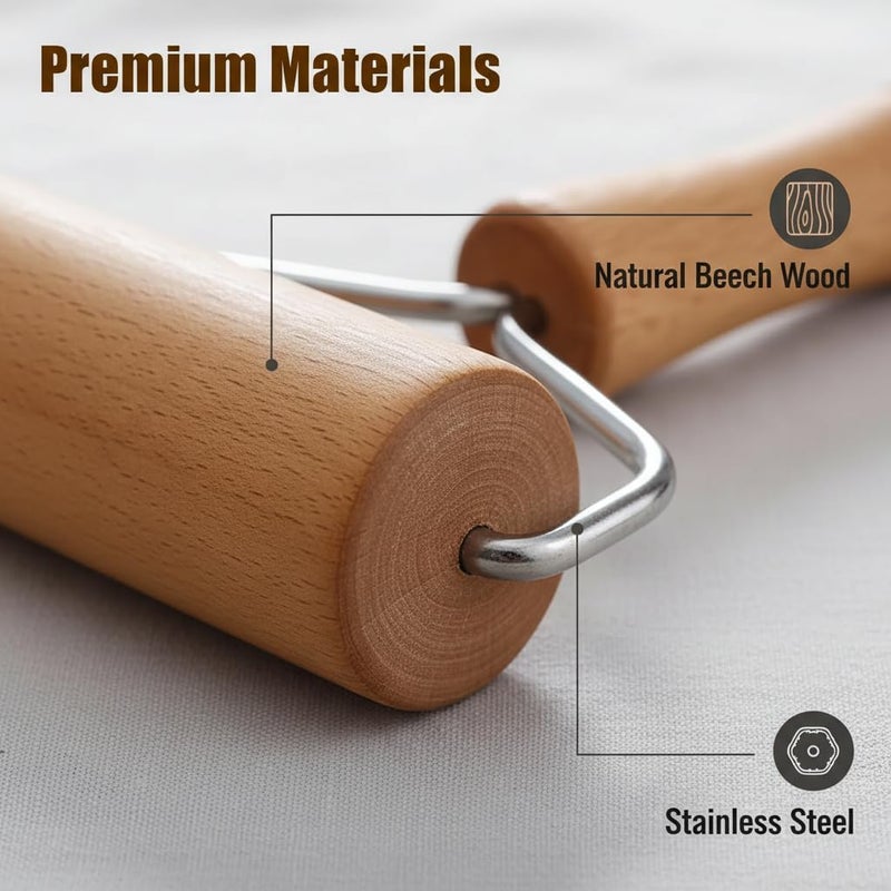 Kodrily Small Rolling Pin, Pizza Dough Roller, Non Stick Wood Pastry Roller, Kitchen Wooden Rolling Pins for Baking Cooking Cookie Bread Tortilla Dumpling Fondant Clay (Style 2) - Image 5